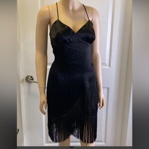 Zara Black Asymmetrical Fringe Dress